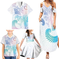 Aotearoa Maori Sea Animals Tribal Family Matching Summer Maxi Dress and Hawaiian Shirt Manta Ray and Shark Moko Pattern Sweet Pastel LT03 - Polynesian Pride