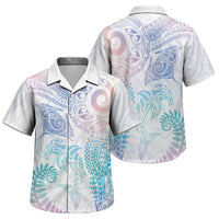 Aotearoa Maori Sea Animals Tribal Family Matching Summer Maxi Dress and Hawaiian Shirt Manta Ray and Shark Moko Pattern Sweet Pastel LT03 Son's Shirt Multicolor - Polynesian Pride
