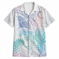 Aotearoa Maori Sea Animals Tribal Hawaiian Shirt Manta Ray and Shark Moko Pattern Sweet Pastel LT03 Multicolor - Polynesian Pride