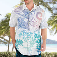 Aotearoa Maori Sea Animals Tribal Hawaiian Shirt Manta Ray and Shark Moko Pattern Sweet Pastel LT03 - Polynesian Pride