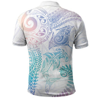 Aotearoa Maori Sea Animals Tribal Polo Shirt Manta Ray and Shark Moko Pattern Sweet Pastel LT03 - Polynesian Pride