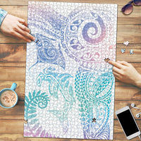 Aotearoa Maori Sea Animals Tribal Puzzle Manta Ray and Shark Moko Pattern Sweet Pastel