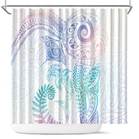 Aotearoa Maori Sea Animals Tribal Shower Curtain Manta Ray and Shark Moko Pattern Sweet Pastel