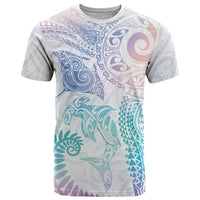 Aotearoa Maori Sea Animals Tribal T Shirt Manta Ray and Shark Moko Pattern Sweet Pastel