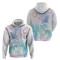 Aotearoa Maori Sea Animals Tribal Zip Hoodie Manta Ray and Shark Moko Pattern Sweet Pastel LT03 - Polynesian Pride