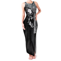 Hawaiian Manta Ray Tribal Family Matching Tank Maxi Dress and Hawaiian Shirt Polynesian Art Motifs Black Color LT03 Mom's Dress Black - Polynesian Pride