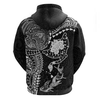 Hawaiian Manta Ray Tribal Hoodie Polynesian Art Motifs Black Color