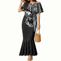 Hawaiian Manta Ray Tribal Mermaid Dress Polynesian Art Motifs Black Color LT03 Women Black - Polynesian Pride