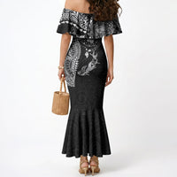 Hawaiian Manta Ray Tribal Mermaid Dress Polynesian Art Motifs Black Color LT03 - Polynesian Pride
