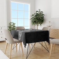 Hawaiian Manta Ray Tribal Tablecloth Polynesian Art Motifs Black Color
