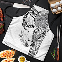 Hawaiian Manta Ray Tribal Apron Polynesian Art Motifs White Color