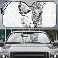 Hawaiian Manta Ray Tribal Auto Sun Shade Polynesian Art Motifs White Color