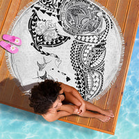 Hawaiian Manta Ray Tribal Beach Blanket Polynesian Art Motifs White Color