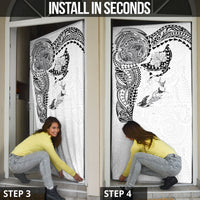 Hawaiian Manta Ray Tribal Door Cover Polynesian Art Motifs White Color