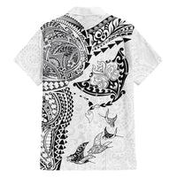 Hawaiian Manta Ray Tribal Family Matching Mermaid Dress and Hawaiian Shirt Polynesian Art Motifs White Color LT03 Dad's Shirt - Long Sleeve White - Polynesian Pride