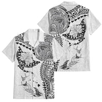Hawaiian Manta Ray Tribal Family Matching Summer Maxi Dress and Hawaiian Shirt Polynesian Art Motifs White Color LT03 Dad's Shirt - Short Sleeve White - Polynesian Pride