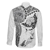 Hawaiian Manta Ray Tribal Family Matching Tank Maxi Dress and Hawaiian Shirt Polynesian Art Motifs White Color LT03 Son's Shirt White - Polynesian Pride