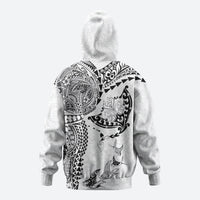 Hawaiian Manta Ray Tribal Hoodie Polynesian Art Motifs White Color