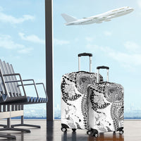 Hawaiian Manta Ray Tribal Luggage Cover Polynesian Art Motifs White Color