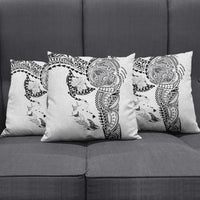 Hawaiian Manta Ray Tribal Pillow Cover Polynesian Art Motifs White Color