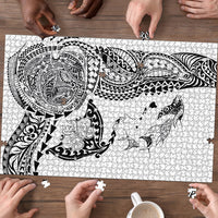 Hawaiian Manta Ray Tribal Puzzle Polynesian Art Motifs White Color