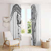 Hawaiian Manta Ray Tribal Window Curtain Polynesian Art Motifs White Color
