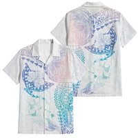 Hawaiian Manta Ray Tribal Family Matching Long Sleeve Bodycon Dress and Hawaiian Shirt Polynesian Art Motifs Sweet Pastel LT03 Dad's Shirt - Short Sleeve Multicolor - Polynesian Pride