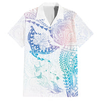 Hawaiian Manta Ray Tribal Family Matching Off Shoulder Short Dress and Hawaiian Shirt Polynesian Art Motifs Sweet Pastel LT03 Dad's Shirt - Short Sleeve Multicolor - Polynesian Pride