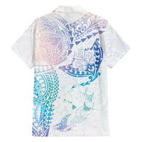 Hawaiian Manta Ray Tribal Family Matching Short Sleeve Bodycon Dress and Hawaiian Shirt Polynesian Art Motifs Sweet Pastel LT03 Dad's Shirt - Long Sleeve Multicolor - Polynesian Pride