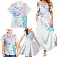 Hawaiian Manta Ray Tribal Family Matching Summer Maxi Dress and Hawaiian Shirt Polynesian Art Motifs Sweet Pastel LT03 - Polynesian Pride