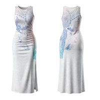 Hawaiian Manta Ray Tribal Family Matching Tank Maxi Dress and Hawaiian Shirt Polynesian Art Motifs Sweet Pastel LT03 Mom's Dress Multicolor - Polynesian Pride