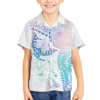 Hawaiian Manta Ray Tribal Kid Hawaiian Shirt Polynesian Art Motifs Sweet Pastel LT03 Kid Multicolor - Polynesian Pride