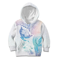 Hawaiian Manta Ray Tribal Kid Hoodie Polynesian Art Motifs Sweet Pastel