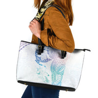 Hawaiian Manta Ray Tribal Leather Tote Bag Polynesian Art Motifs Sweet Pastel