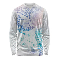 Hawaiian Manta Ray Tribal Long Sleeve Shirt Polynesian Art Motifs Sweet Pastel