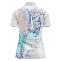 Hawaiian Manta Ray Tribal Women Polo Shirt Polynesian Art Motifs Sweet Pastel LT03 - Polynesian Pride