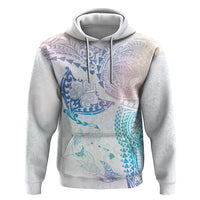 Hawaiian Manta Ray Tribal Zip Hoodie Polynesian Art Motifs Sweet Pastel
