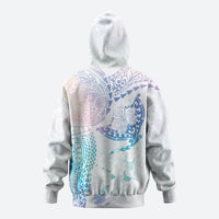 Hawaiian Manta Ray Tribal Zip Hoodie Polynesian Art Motifs Sweet Pastel