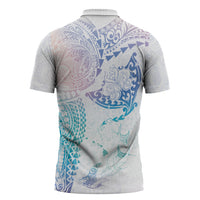 Hawaiian Manta Ray Tribal Zipper Polo Shirt Polynesian Art Motifs Sweet Pastel LT03 - Polynesian Pride