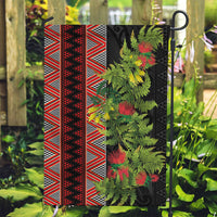 Maori Tukutuku Garden Flag with Ferns Pohutukawa and Kowhai Tribal Moko Patterns