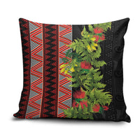 Maori Tukutuku Pillow Cover with Ferns Pohutukawa and Kowhai Tribal Moko Patterns