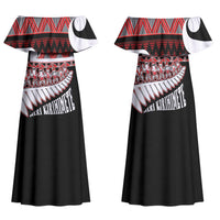 New Zealand Christmas Family Matching Off Shoulder Maxi Dress and Hawaiian Shirt Funny Santa Claus Haka Dance with Tukutuku LT03 Mom's Dress Multicolor - Polynesian Pride