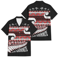 New Zealand Christmas Family Matching Off Shoulder Maxi Dress and Hawaiian Shirt Funny Santa Claus Haka Dance with Tukutuku LT03 Dad's Shirt - Short Sleeve Multicolor - Polynesian Pride