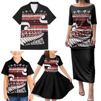 New Zealand Christmas Family Matching Puletasi and Hawaiian Shirt Funny Santa Claus Haka Dance with Tukutuku