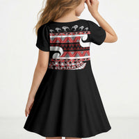 New Zealand Christmas Kid Short Sleeve Dress Funny Santa Claus Haka Dance with Tukutuku LT03 - Polynesian Pride