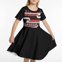 New Zealand Christmas Kid Short Sleeve Dress Funny Santa Claus Haka Dance with Tukutuku LT03 - Polynesian Pride