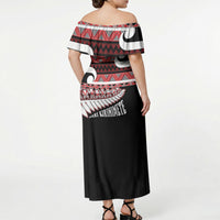 New Zealand Christmas Off Shoulder Maxi Dress Funny Santa Claus Haka Dance with Tukutuku LT03 - Polynesian Pride