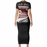 New Zealand Christmas Short Sleeve Bodycon Dress Funny Santa Claus Haka Dance with Tukutuku LT03 - Polynesian Pride
