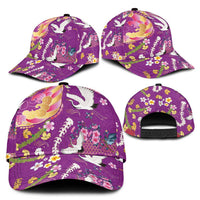 Hawaiian and Japanese Culture Together Classic Cap Kakau Tribal Pattern and Irezumi Art Purple Color