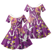 Hawaiian and Japanese Culture Together Family Matching Long Sleeve Bodycon Dress and Hawaiian Shirt Kakau Tribal Pattern and Irezumi Art Purple Color LT03 Daughter's Dress Purple - Polynesian Pride